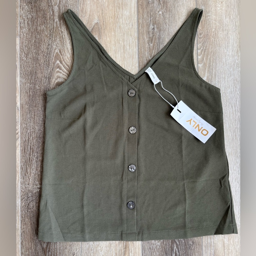 ONLY Women's Green Button-Up Top